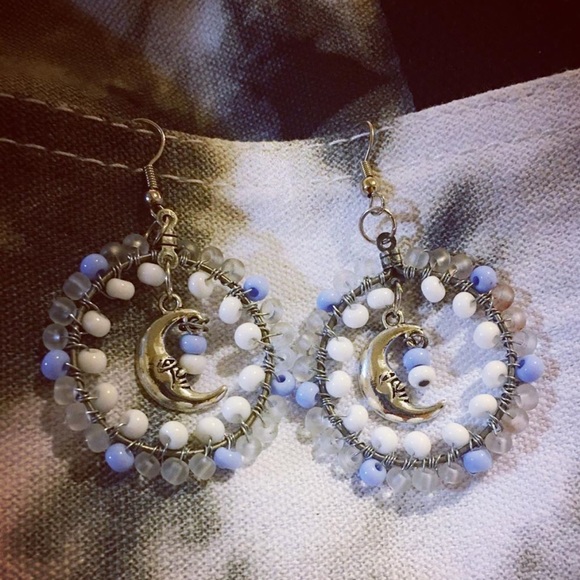 Artisan Handmade Czech Glass Hoops with ๐ Charm - Picture 6 of 6